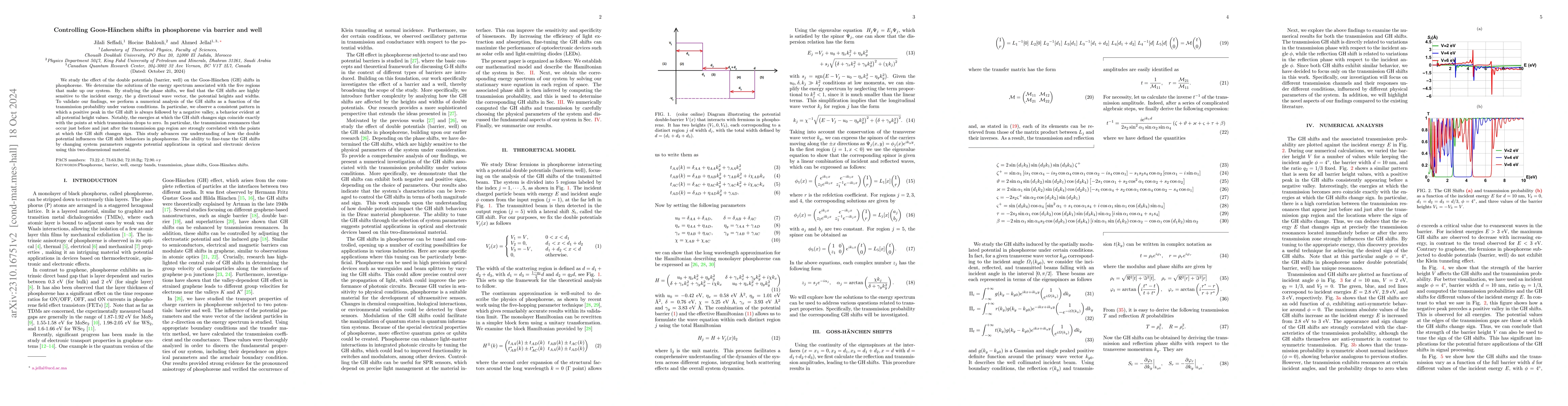Thumbnail for Electronic Goos-H\"anchen shift through double barriers in phosphorene