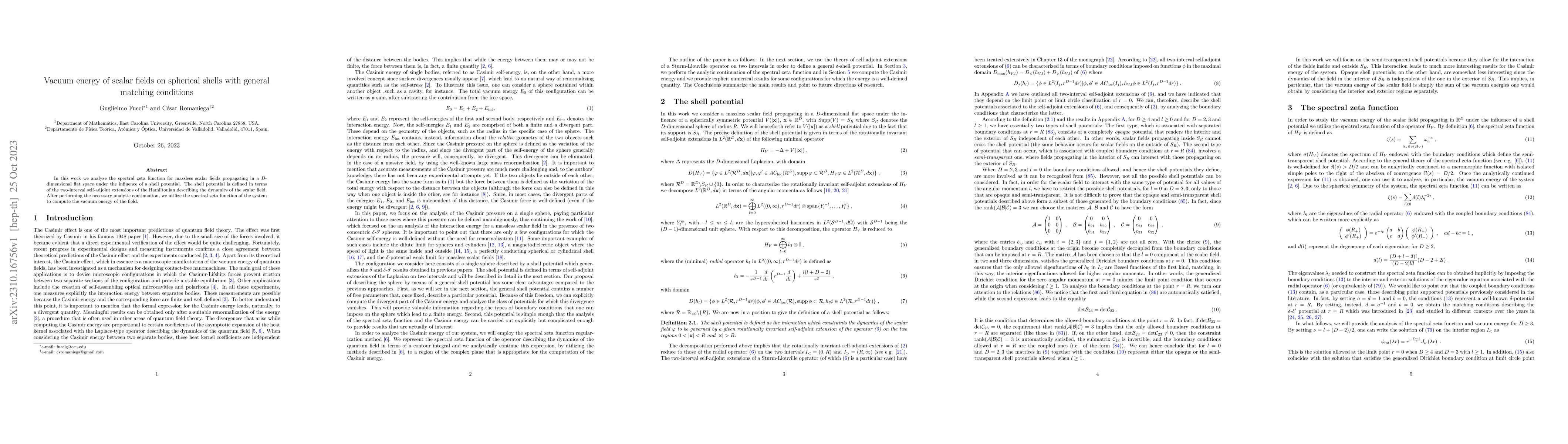 Thumbnail for Vacuum energy of scalar fields on spherical shells with general matching
  conditions