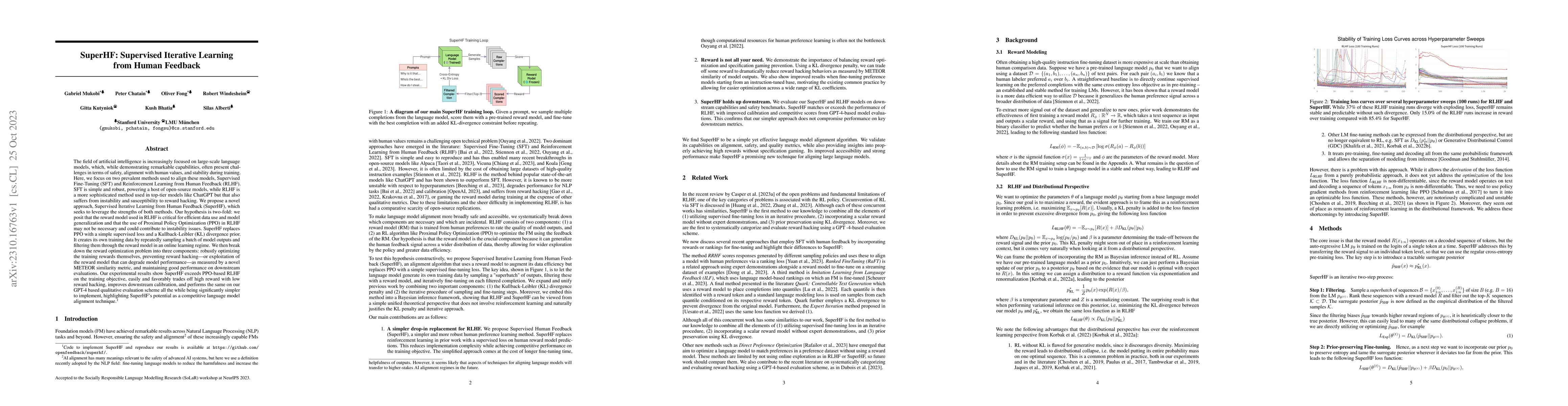 Thumbnail for SuperHF: Supervised Iterative Learning from Human Feedback