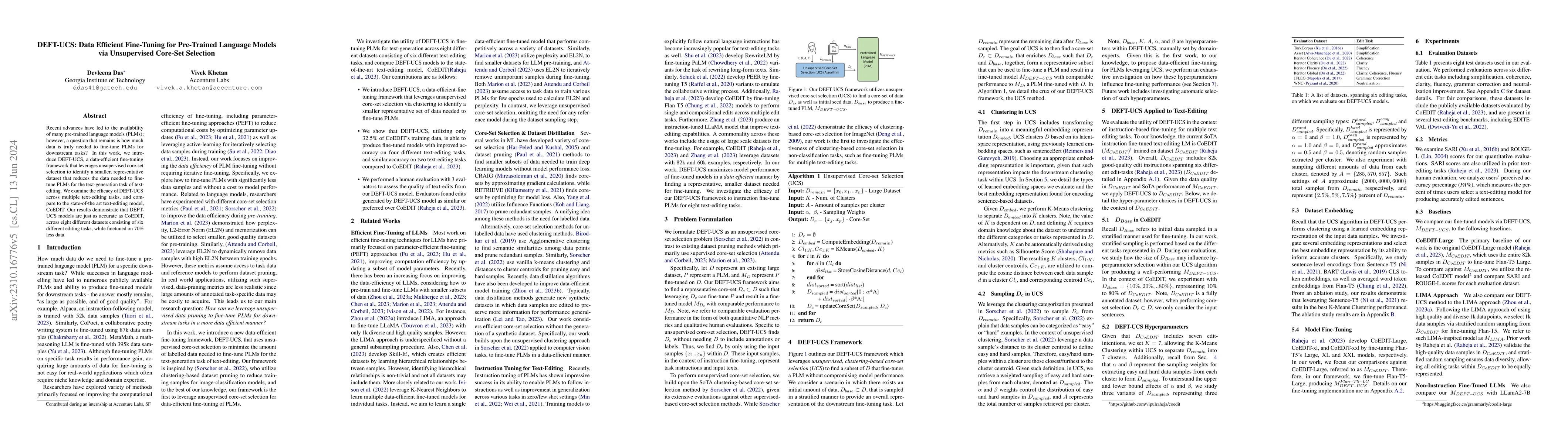 Thumbnail for DEFT: Data Efficient Fine-Tuning for Pre-Trained Language Models via
  Unsupervised Core-Set Selection
