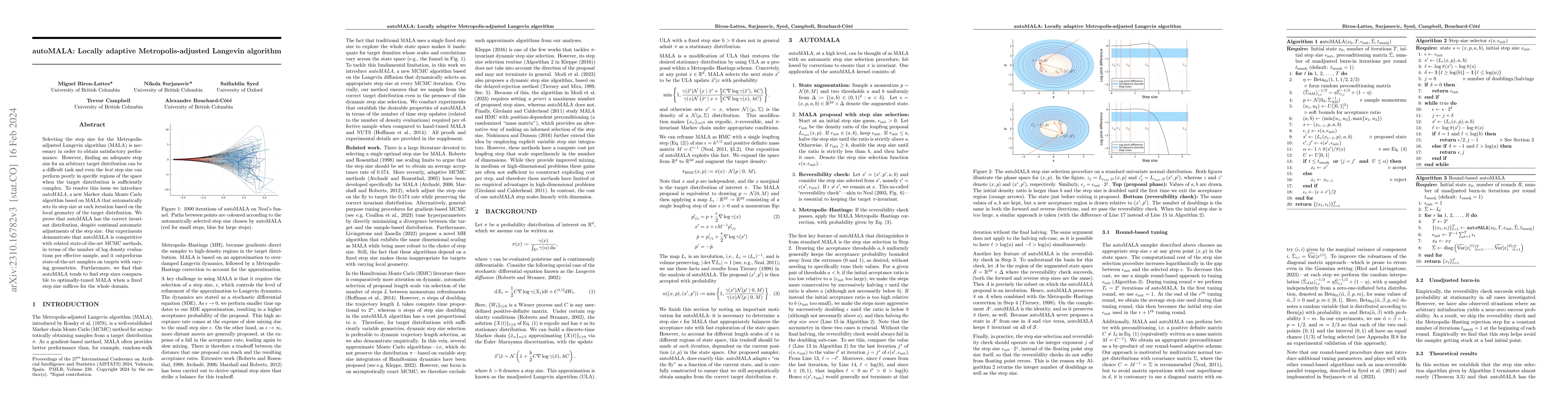 Thumbnail for autoMALA: Locally adaptive Metropolis-adjusted Langevin algorithm