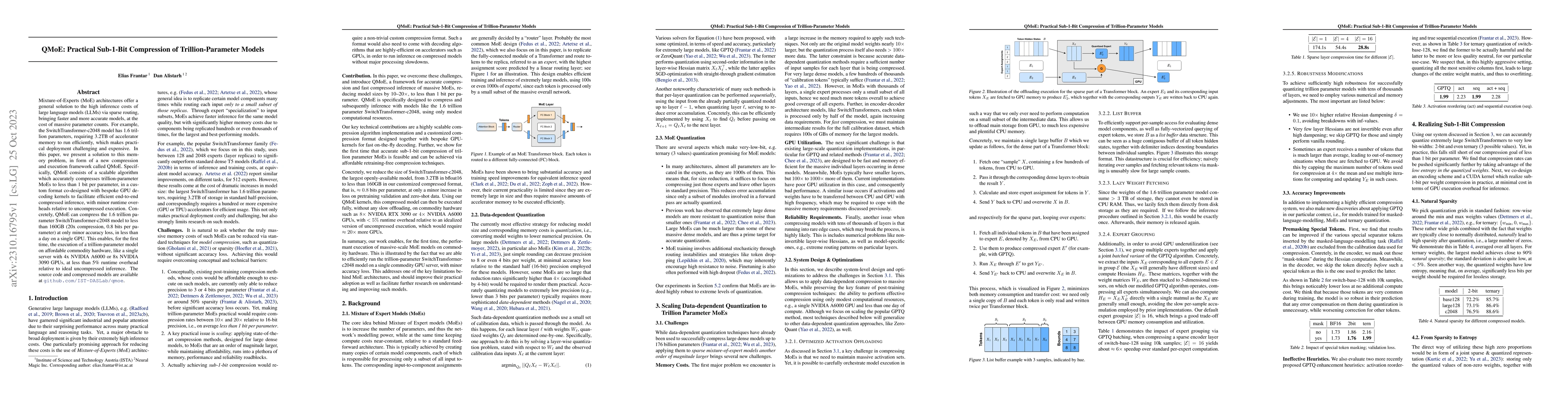 Thumbnail for QMoE: Practical Sub-1-Bit Compression of Trillion-Parameter Models