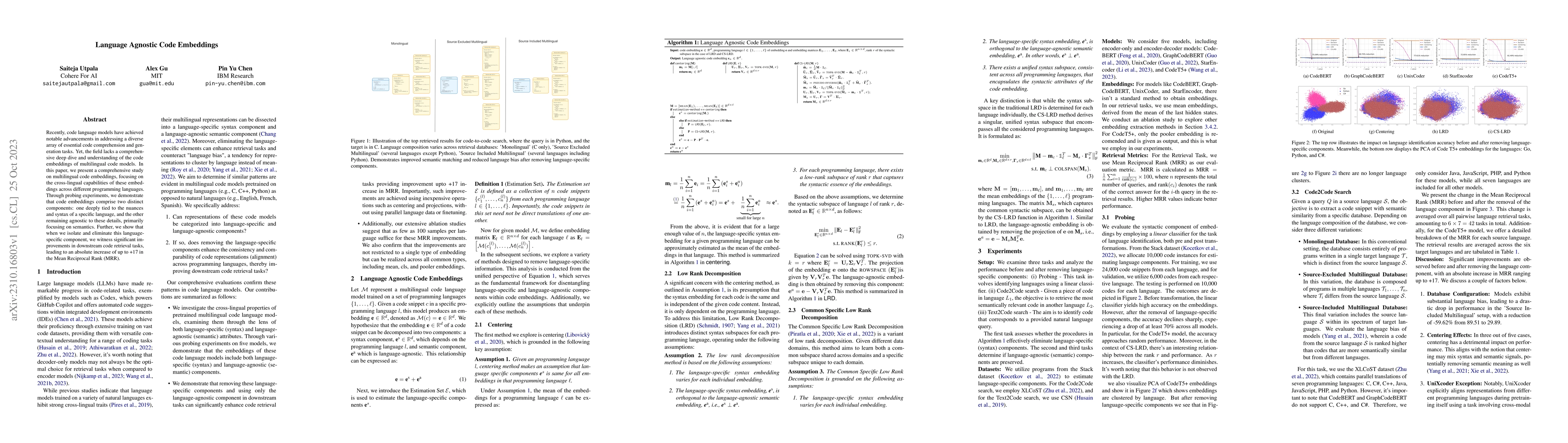Thumbnail for Language Agnostic Code Embeddings