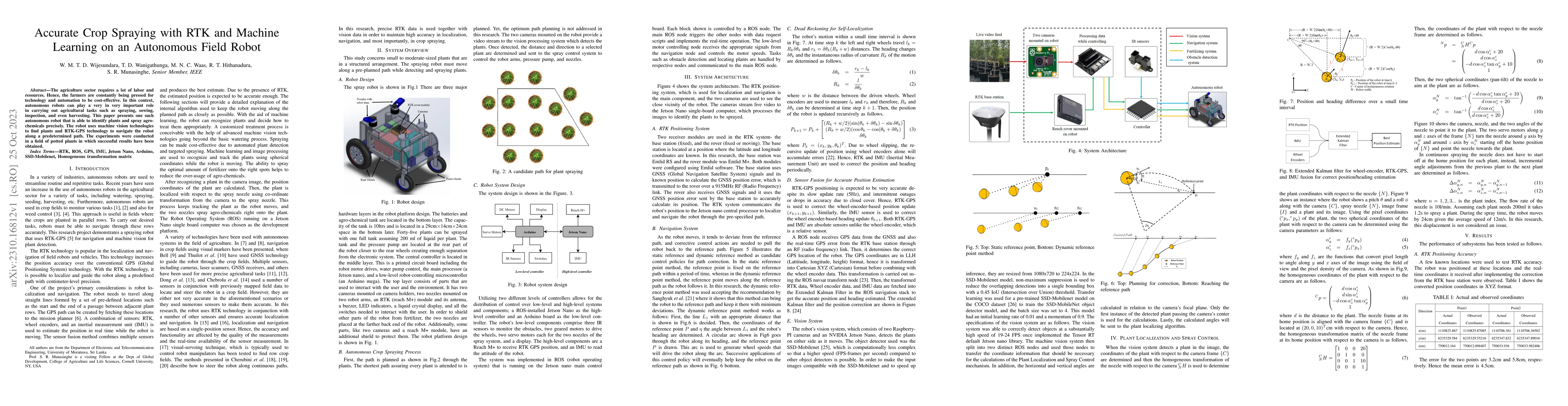 Thumbnail for Accurate Crop Spraying with RTK and Machine Learning on an Autonomous
  Field Robot