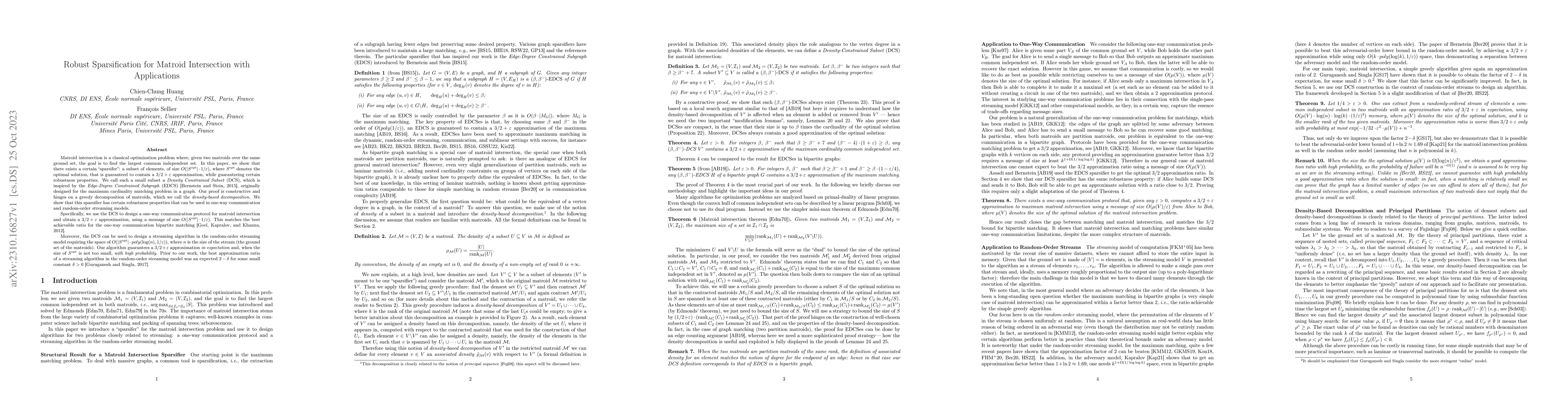 Thumbnail for Robust Sparsification for Matroid Intersection with Applications