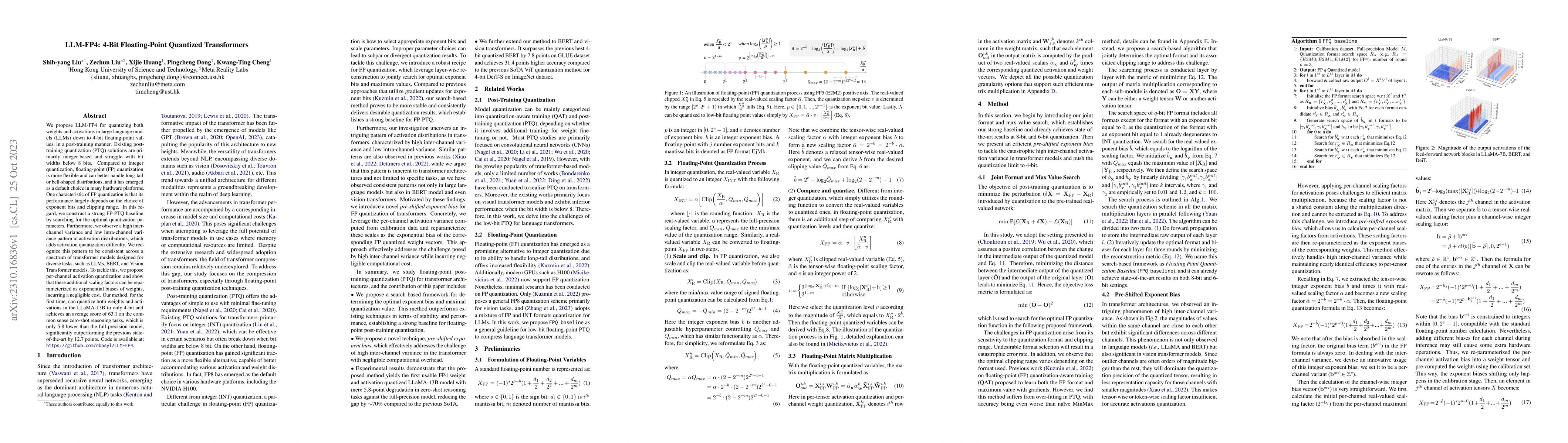 Thumbnail for LLM-FP4: 4-Bit Floating-Point Quantized Transformers