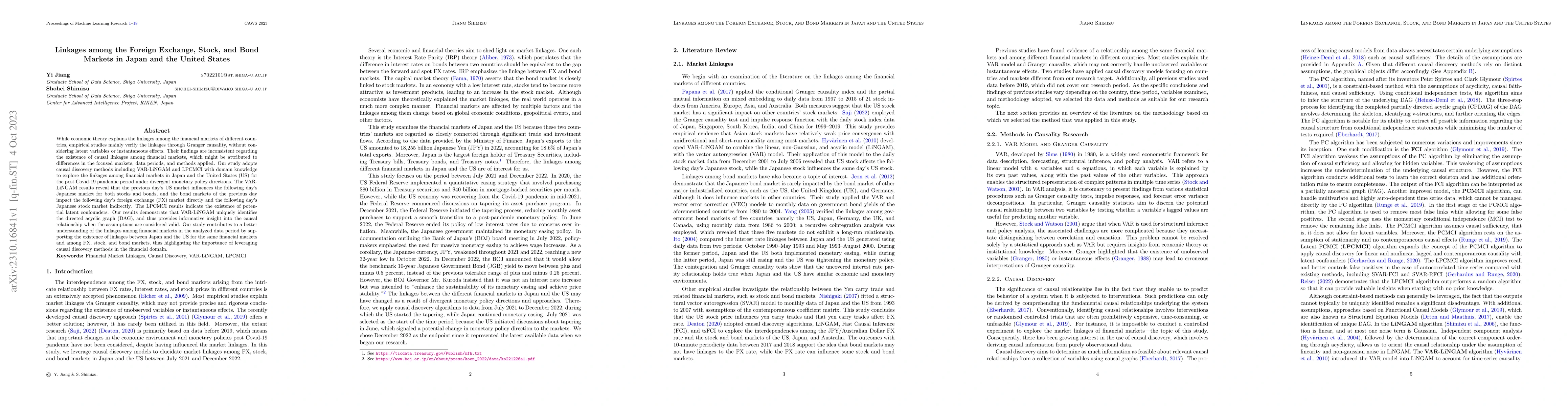 Thumbnail for Linkages among the Foreign Exchange, Stock, and Bond Markets in Japan
  and the United States