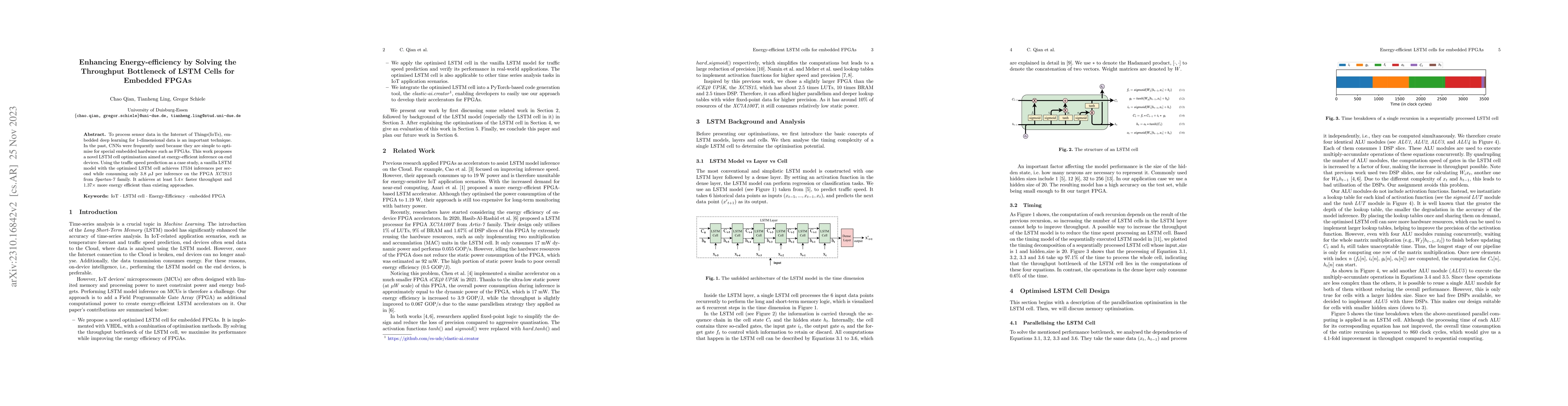 Thumbnail for Enhancing Energy-efficiency by Solving the Throughput Bottleneck of LSTM
  Cells for Embedded FPGAs