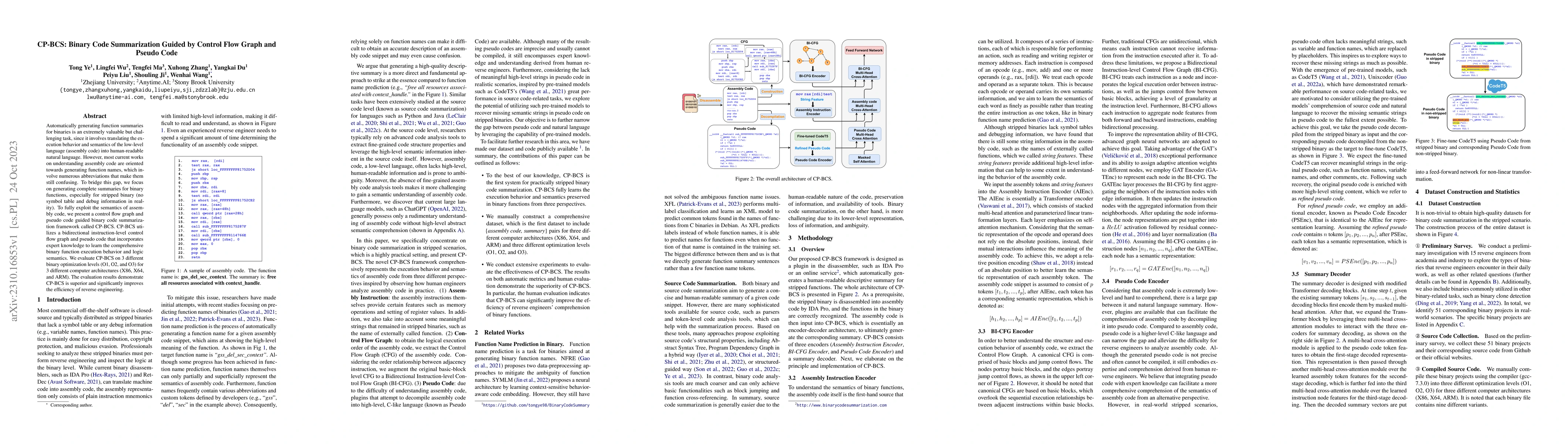 Thumbnail for CP-BCS: Binary Code Summarization Guided by Control Flow Graph and
  Pseudo Code