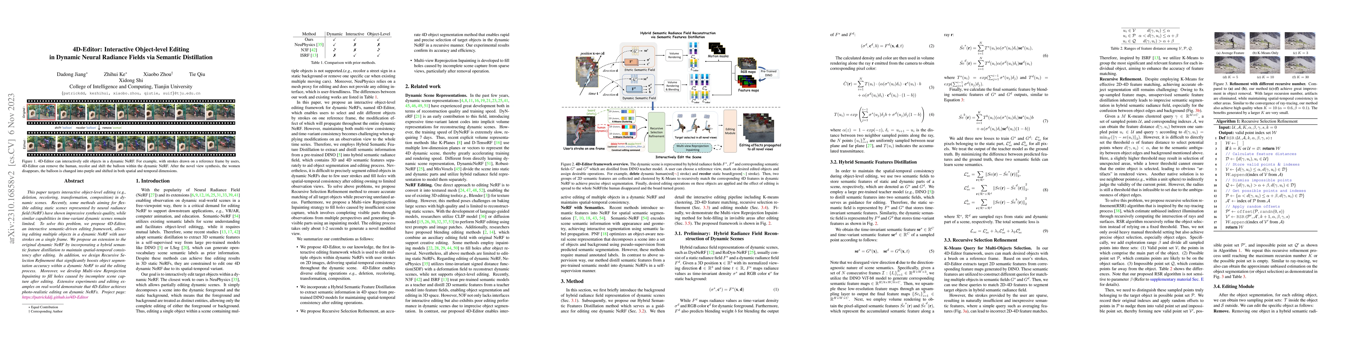 Thumbnail for 4D-Editor: Interactive Object-level Editing in Dynamic Neural Radiance
  Fields via Semantic Distillation