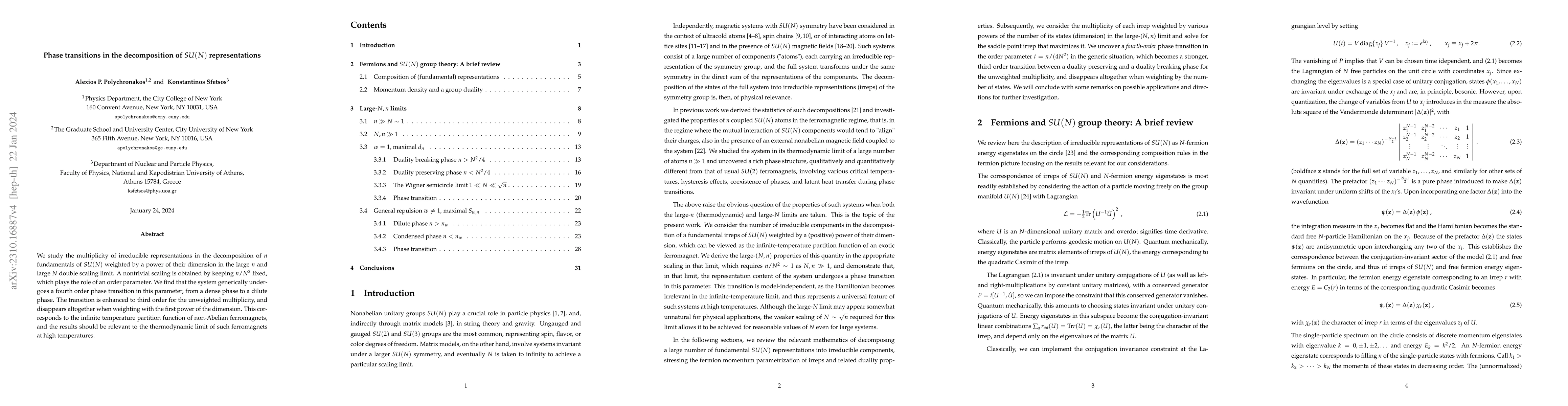 Thumbnail for Phase transitions in the decomposition of $SU(N)$ representations