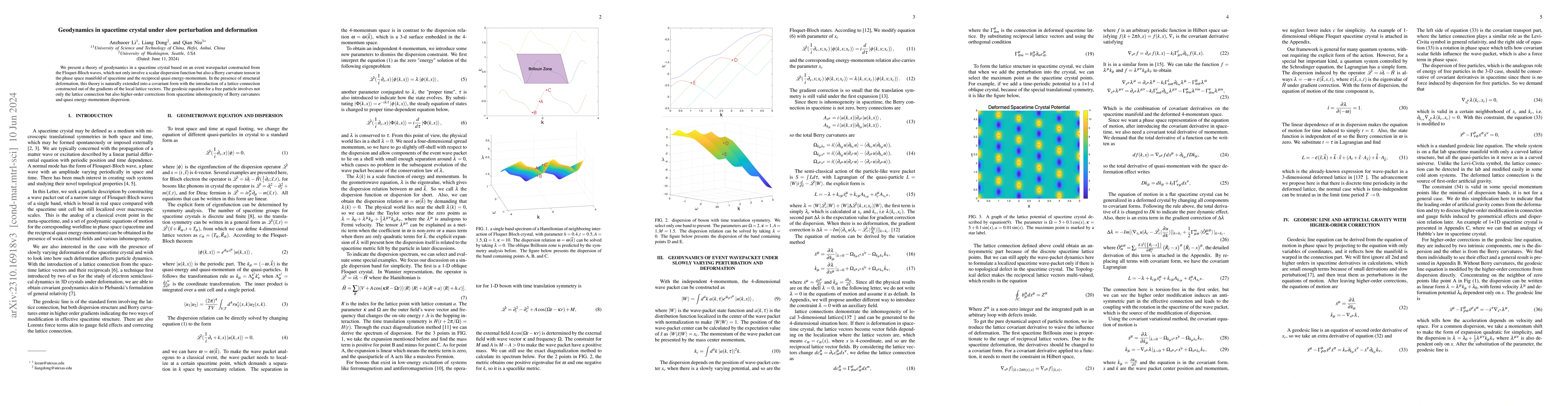 Thumbnail for Geodynamics in spacetime crystal under slow perturbation and deformation