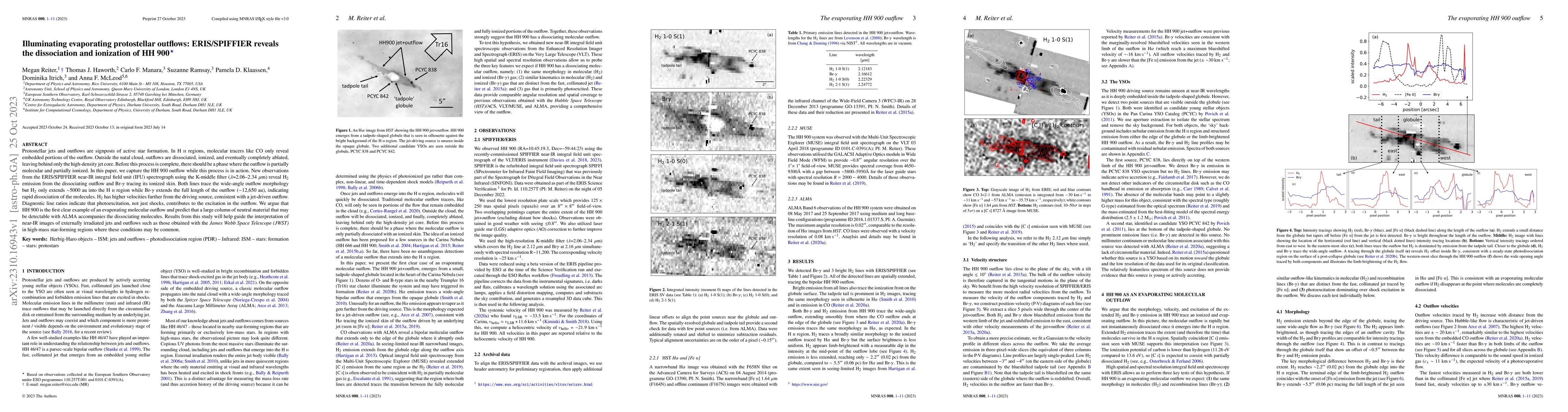 Thumbnail for Illuminating evaporating protostellar outflows: ERIS/SPIFFIER reveals
  the dissociation and ionization of HH 900