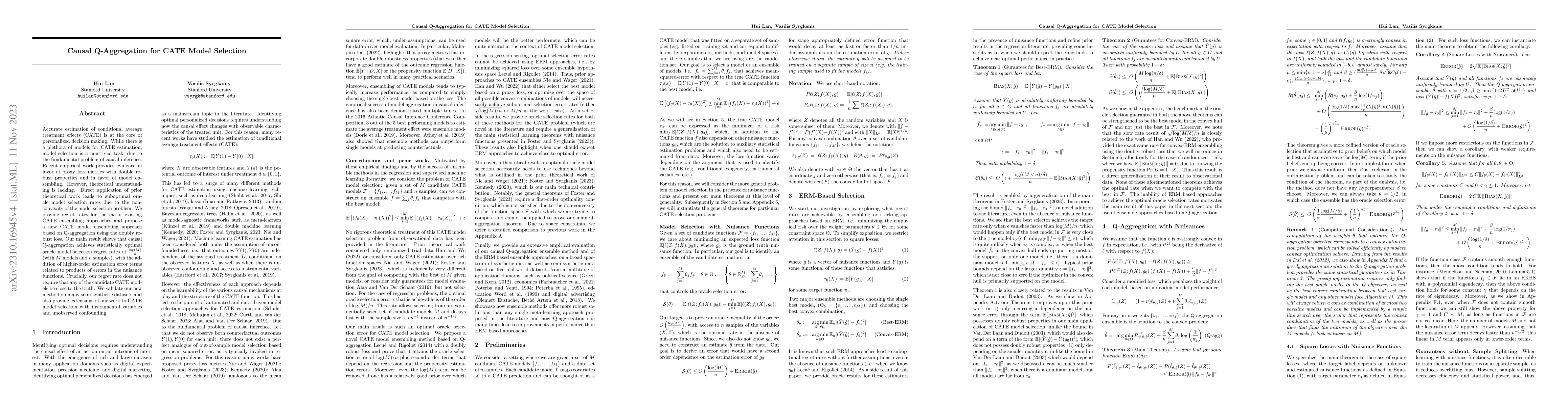 Thumbnail for Causal Q-Aggregation for CATE Model Selection