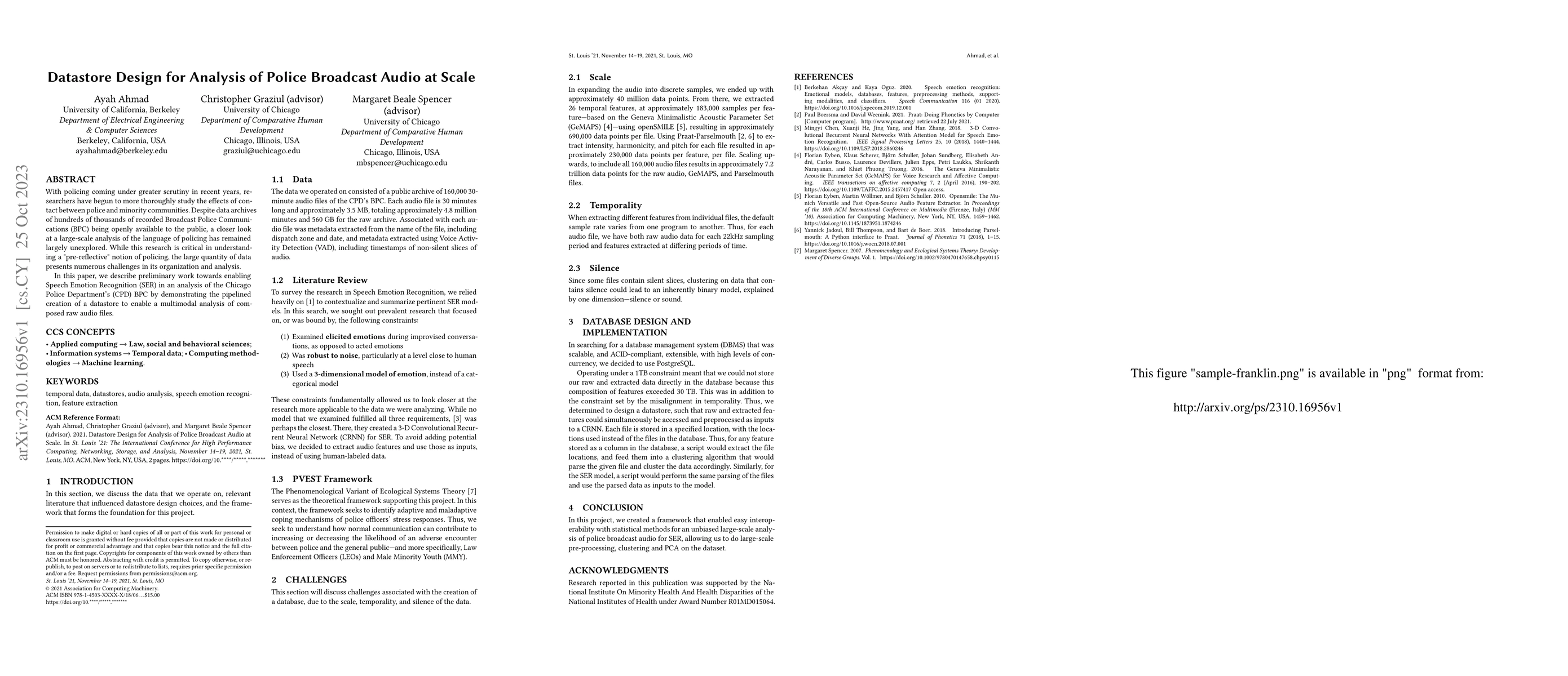 Thumbnail for Datastore Design for Analysis of Police Broadcast Audio at Scale