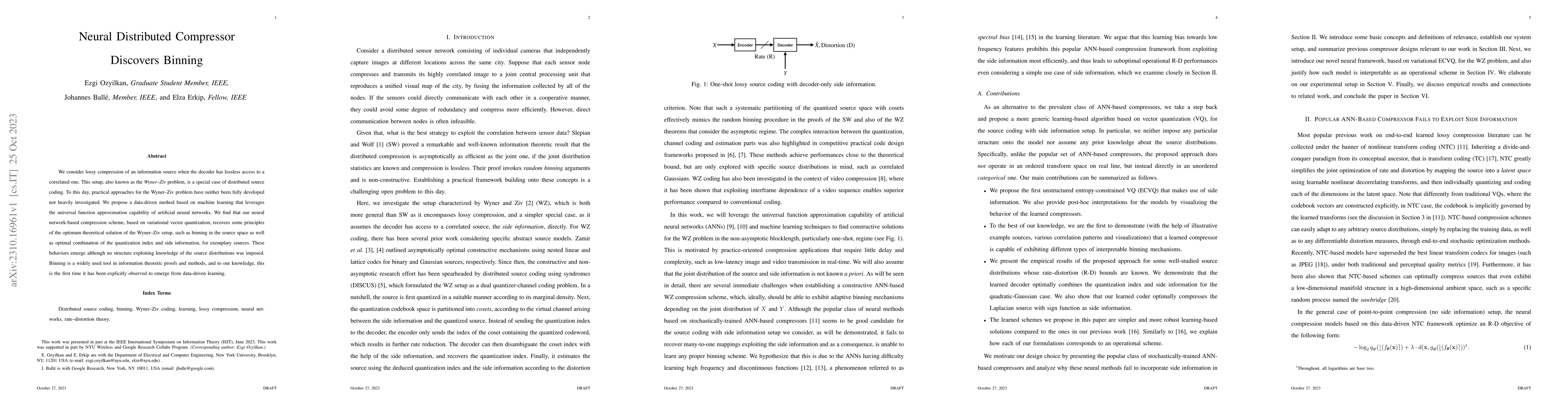 Thumbnail for Neural Distributed Compressor Discovers Binning
