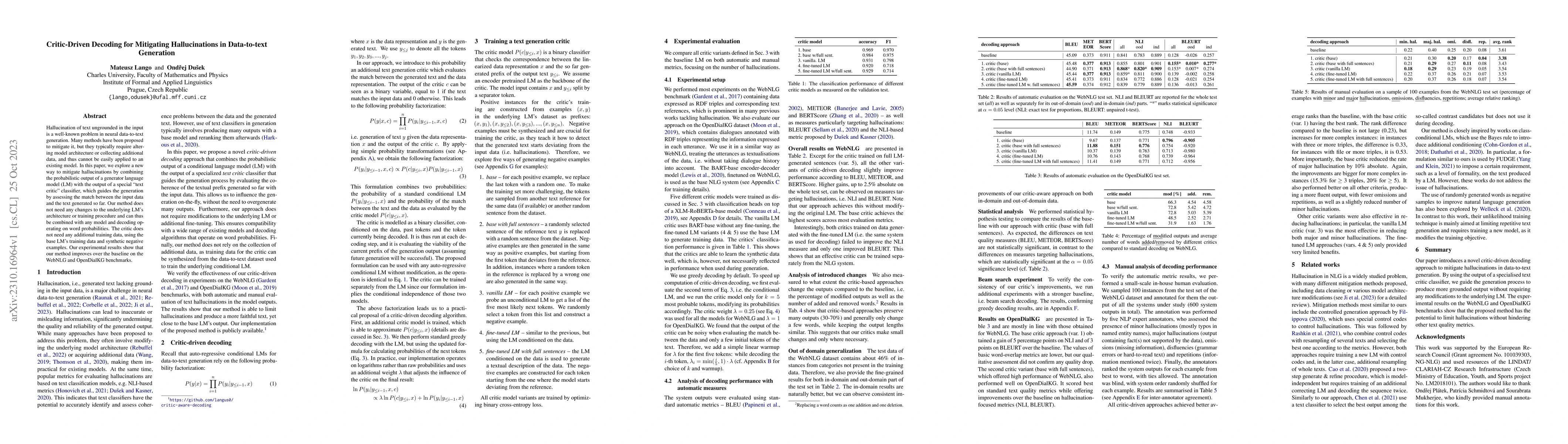 Thumbnail for Critic-Driven Decoding for Mitigating Hallucinations in Data-to-text
  Generation