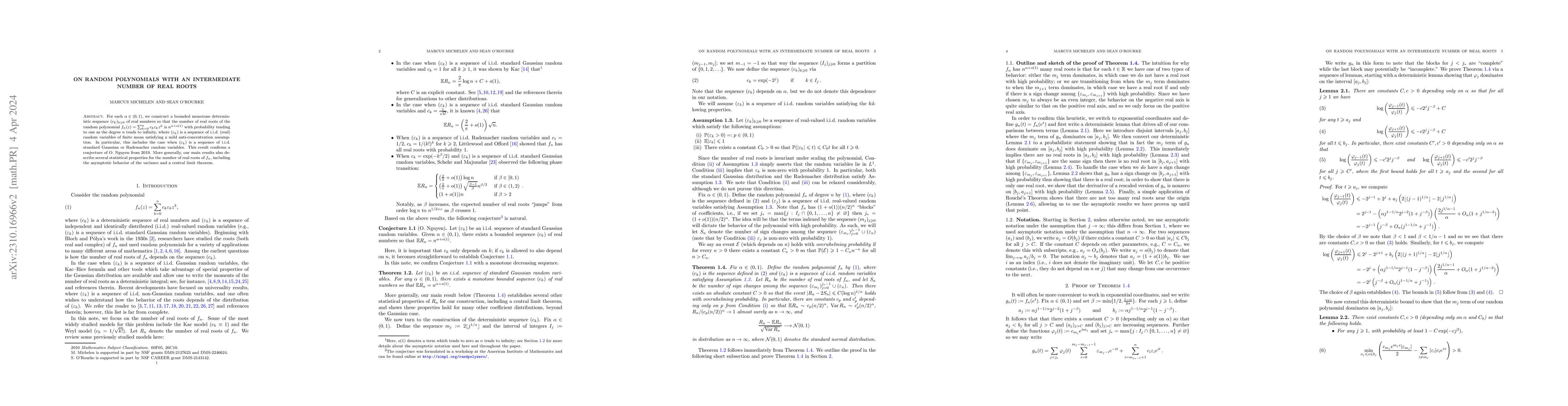Thumbnail for On random polynomials with an intermediate number of real roots