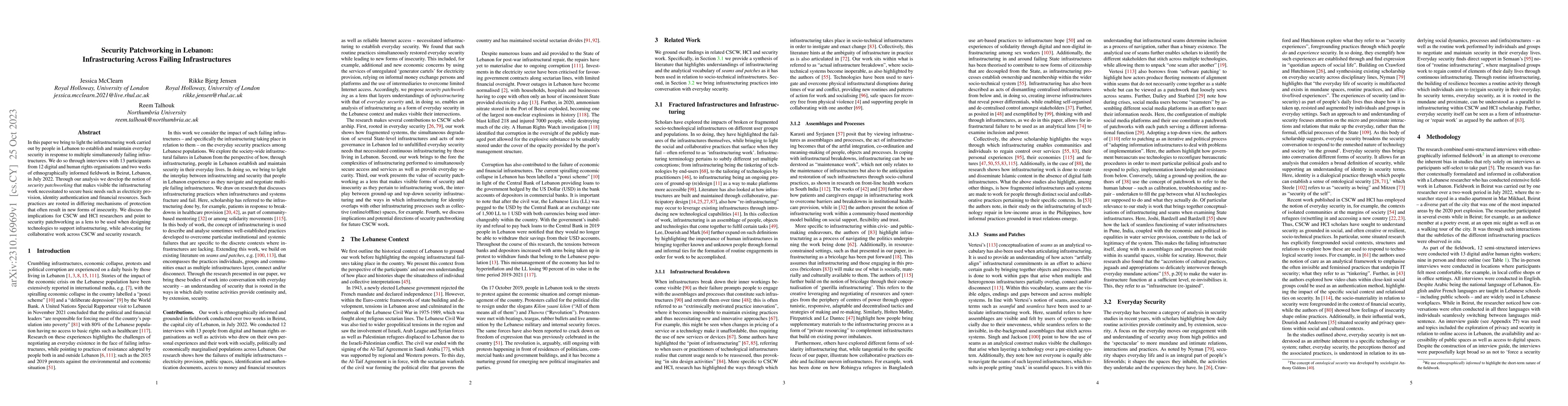 Thumbnail for Security Patchworking in Lebanon: Infrastructuring Across Failing
  Infrastructures