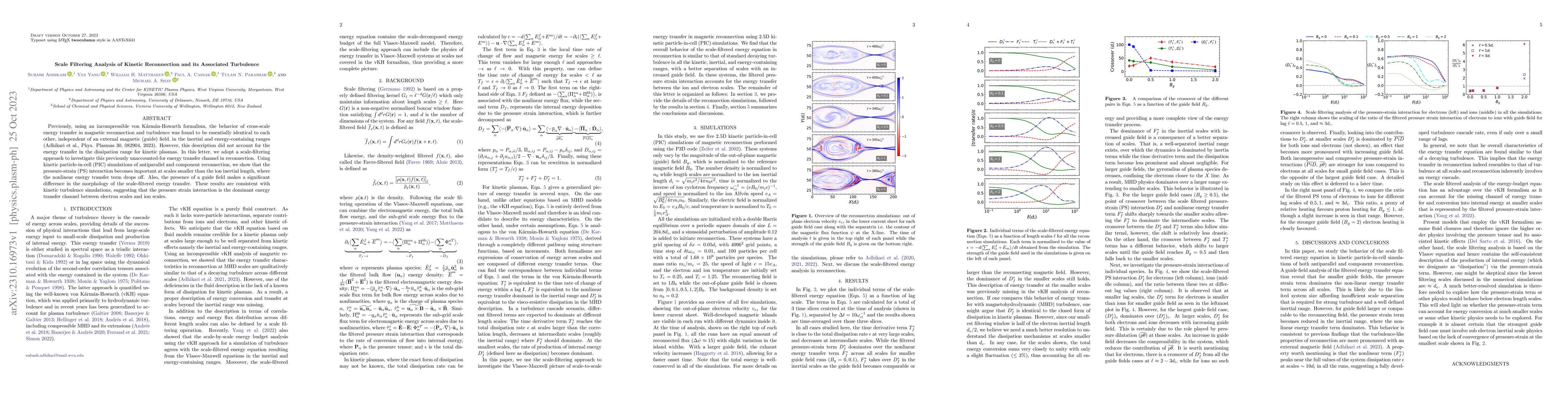 Thumbnail for Scale Filtering Analysis of Kinetic Reconnection and its Associated
  Turbulence