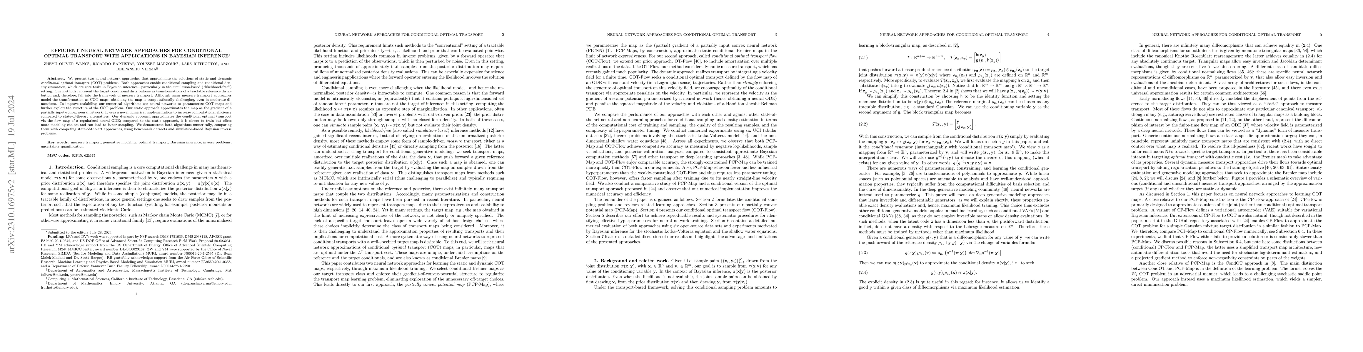 Thumbnail for Efficient Neural Network Approaches for Conditional Optimal Transport
  with Applications in Bayesian Inference