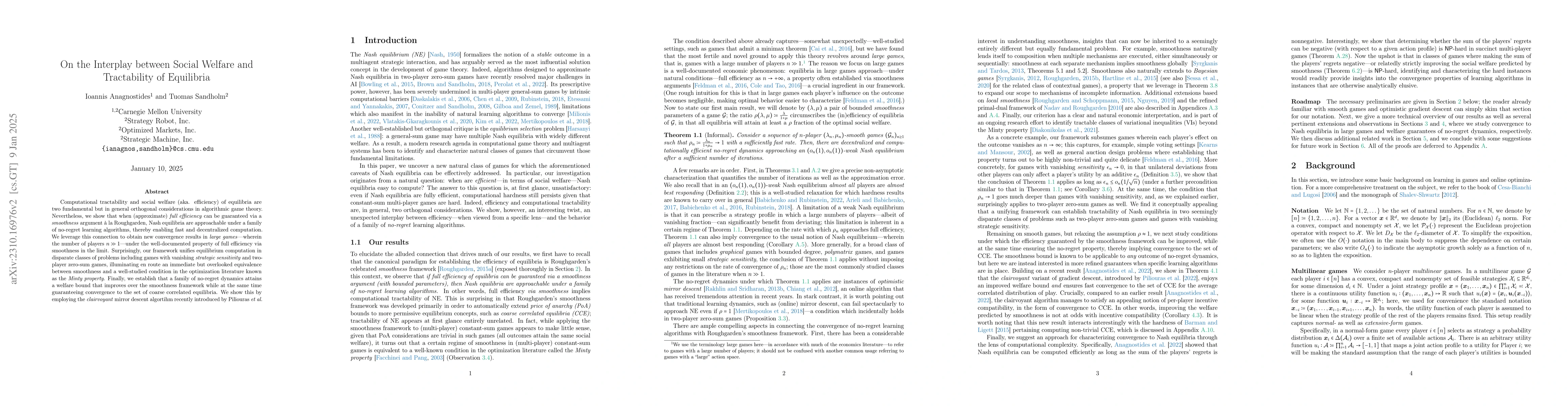 Thumbnail for On the Interplay between Social Welfare and Tractability of Equilibria