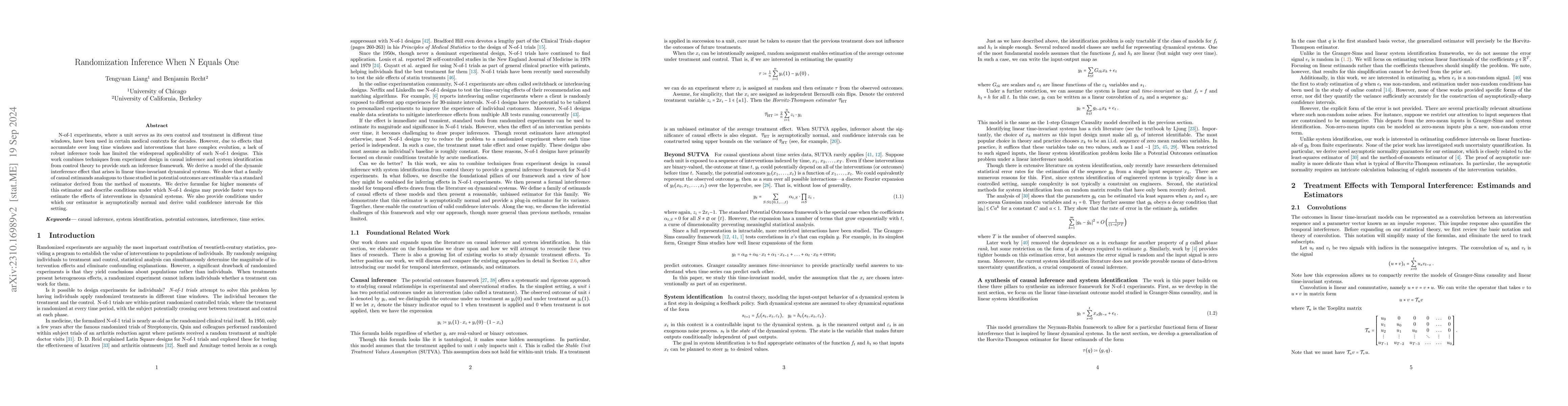 Thumbnail for Randomization Inference When N Equals One