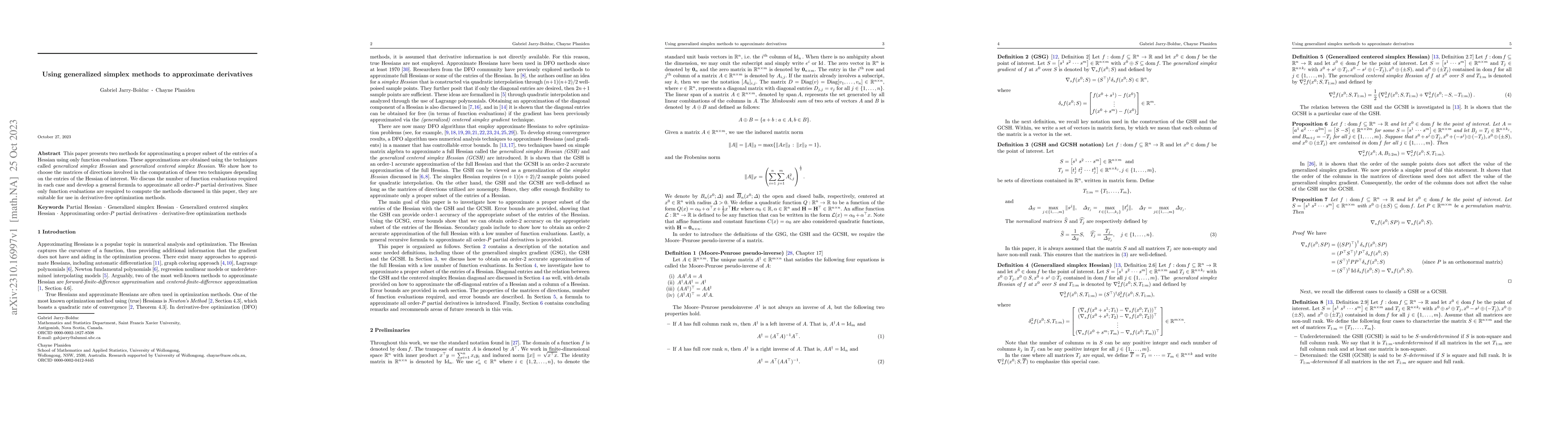 Thumbnail for Using generalized simplex methods to approximate derivatives