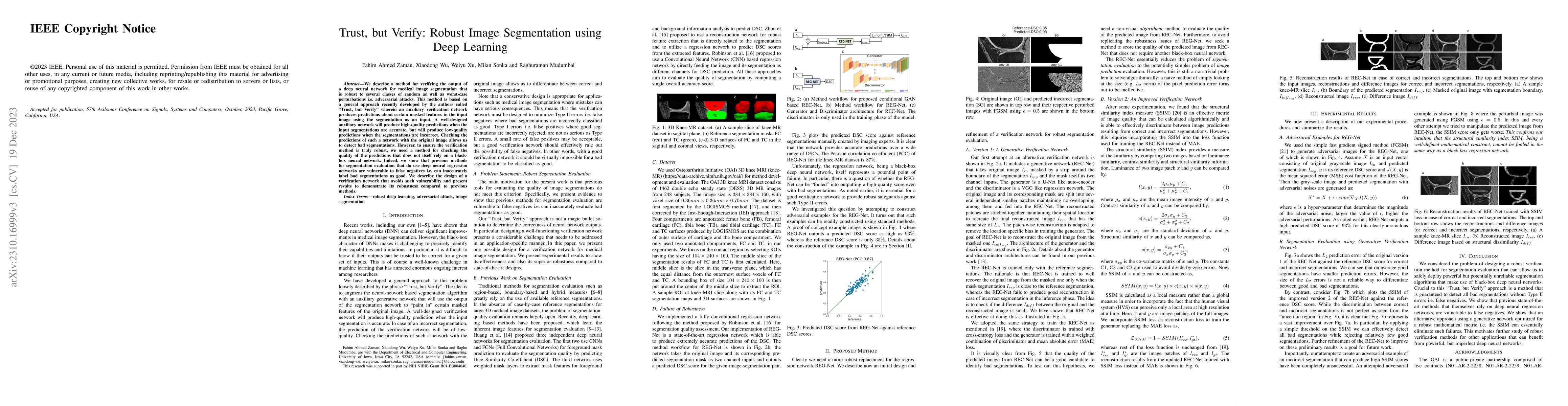 Thumbnail for Trust, but Verify: Robust Image Segmentation using Deep Learning