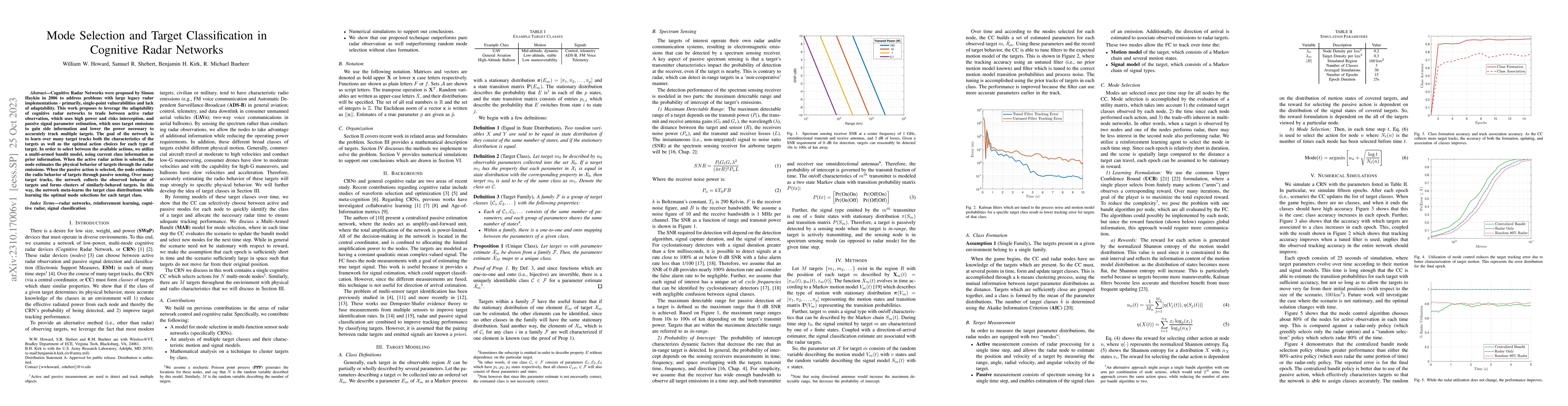 Thumbnail for Mode Selection and Target Classification in Cognitive Radar Networks
