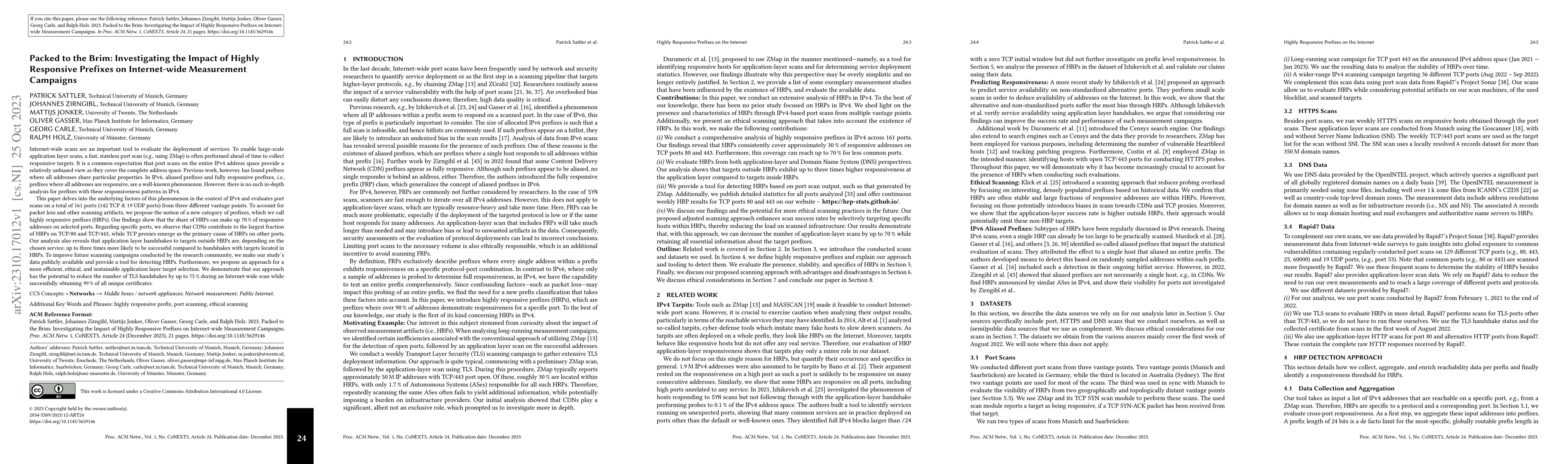 Thumbnail for Packed to the Brim: Investigating the Impact of Highly Responsive
  Prefixes on Internet-wide Measurement Campaigns