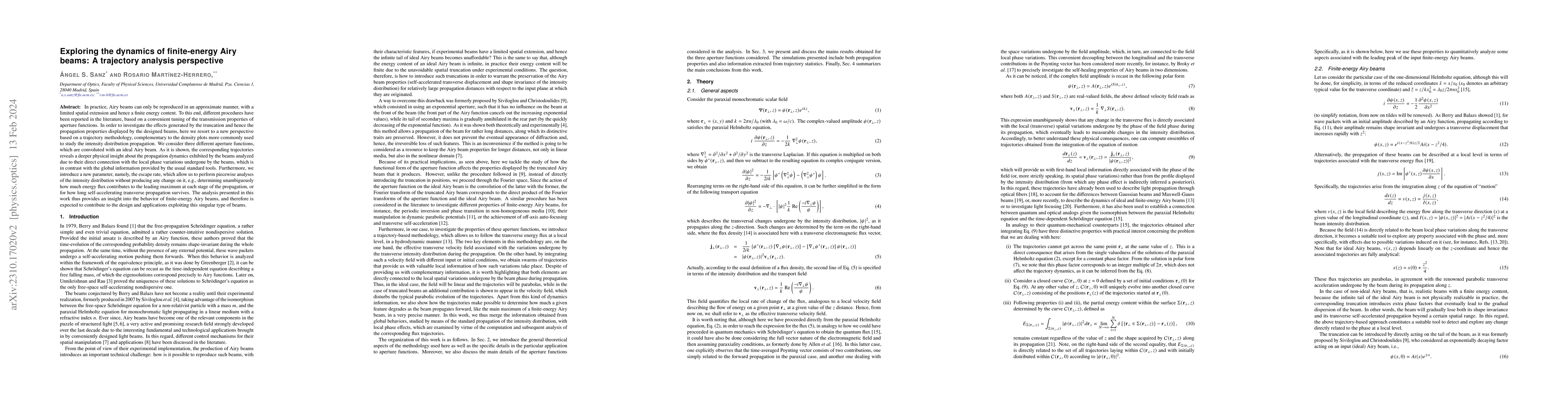 Thumbnail for Exploring the dynamics of finite-energy Airy beams: A trajectory
  analysis perspective