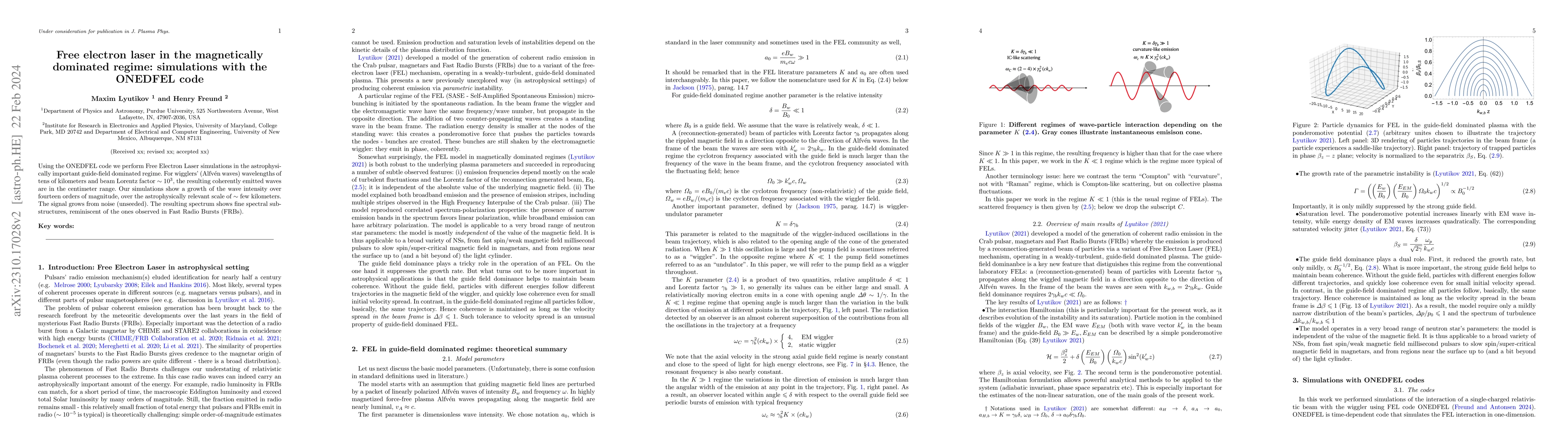 Thumbnail for Free electron laser in magnetically dominated regime: simulations with
  ONEDFEL code