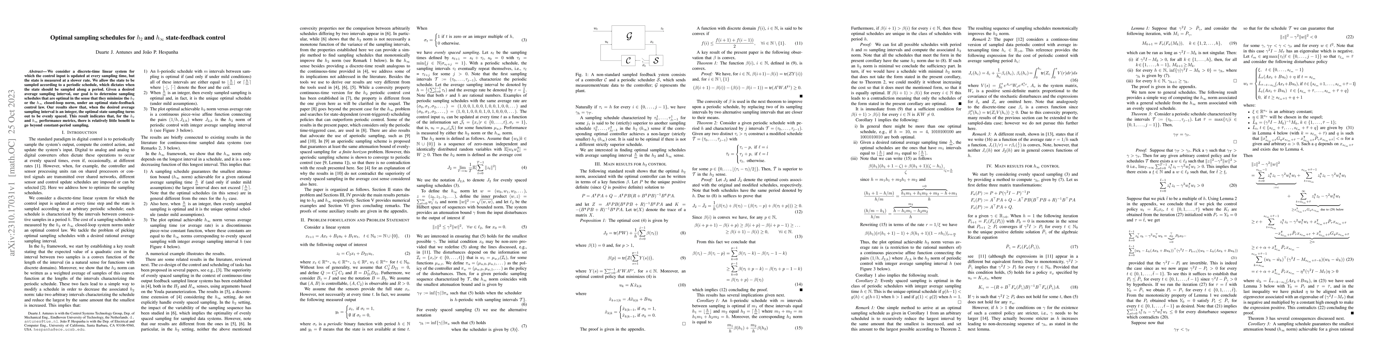 Thumbnail for Optimal sampling schedules for $h_2$ and $h_\infty$ state-feedback
  control