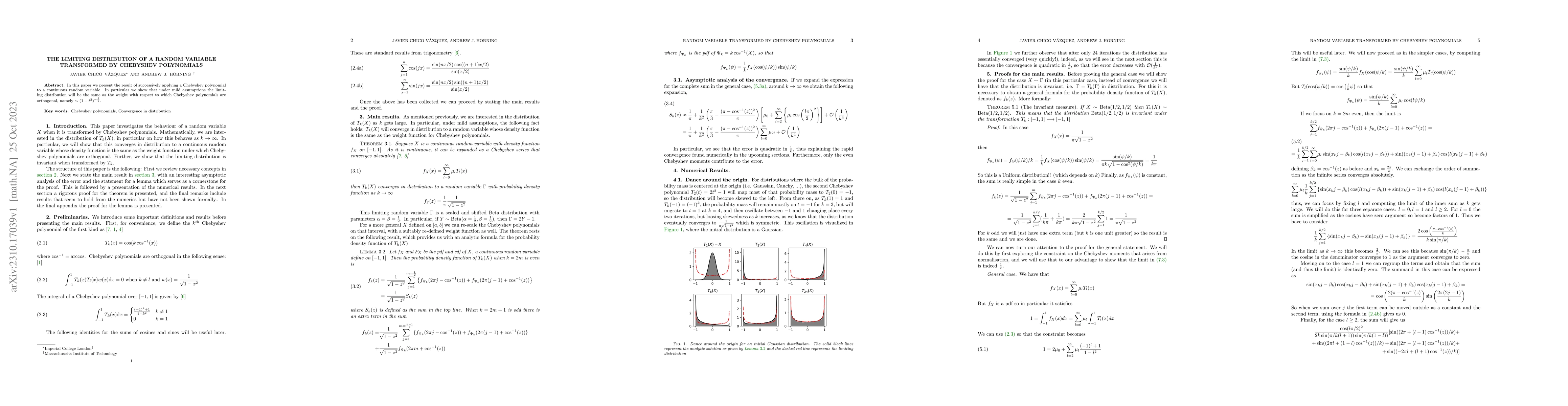 Thumbnail for The limiting distribution of a random variable transformed by Chebyshev
  Polynomials