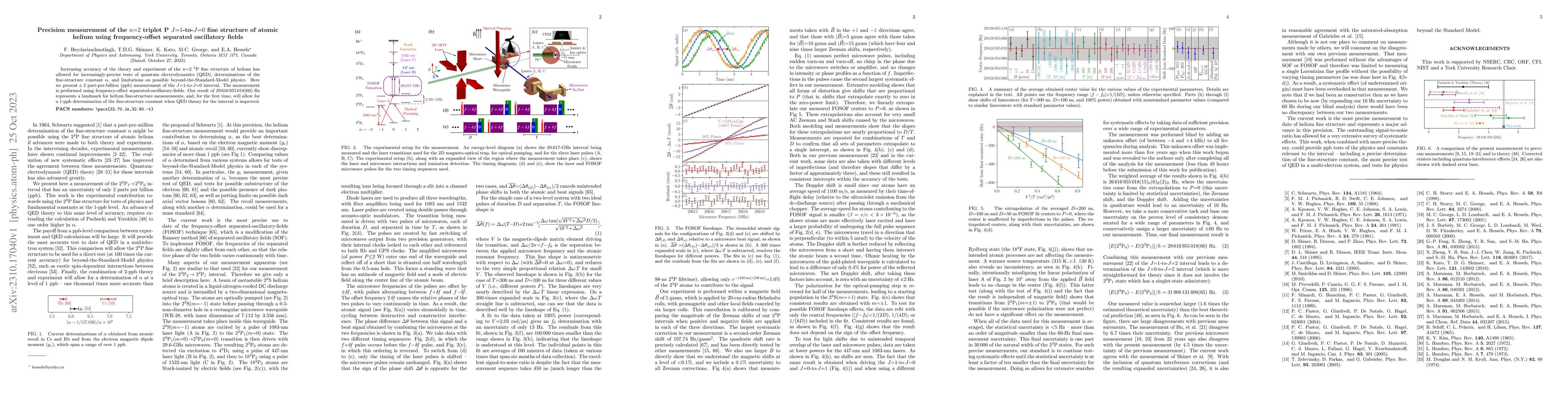 Thumbnail for Precision measurement of the n=2 triplet P J=1-to-J=0 fine structure of
  atomic helium using frequency-offset separated oscillatory fields
