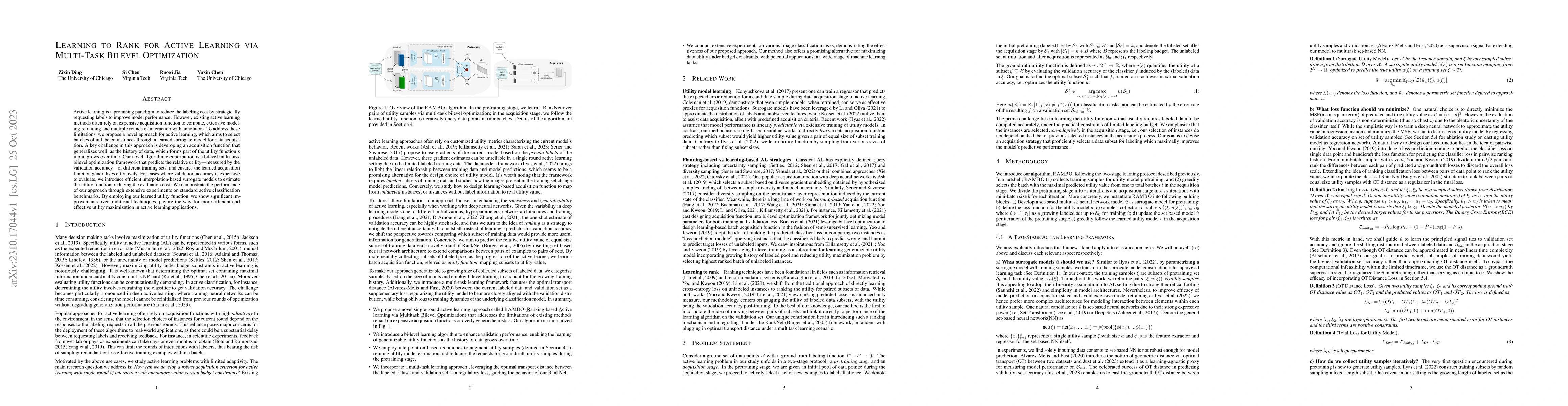 Thumbnail for Learning to Rank for Active Learning via Multi-Task Bilevel Optimization
