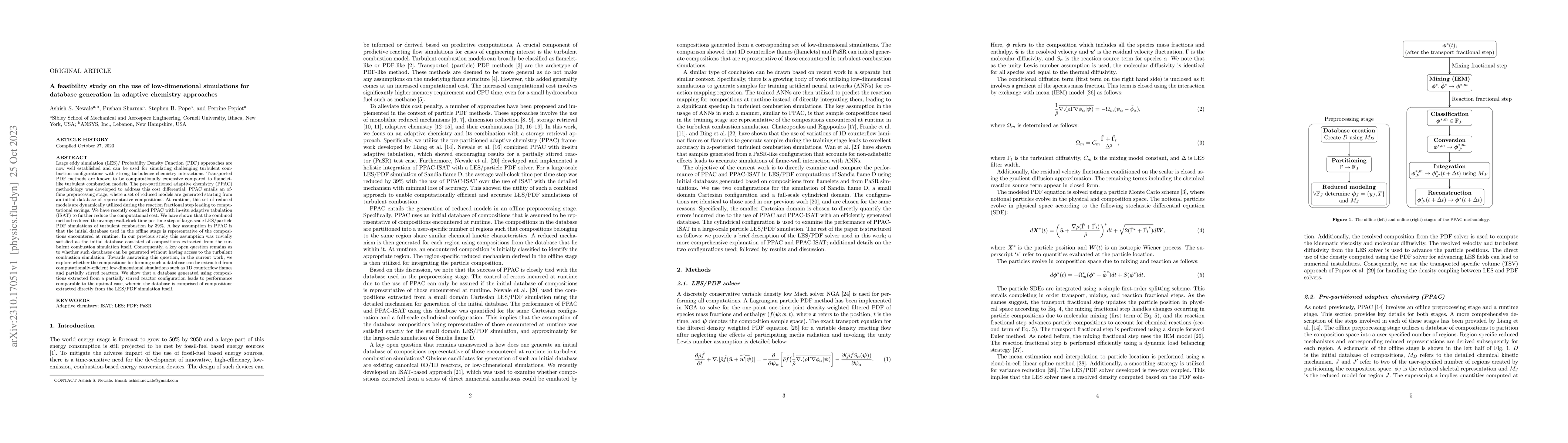 Thumbnail for A feasibility study on the use of low-dimensional simulations for
  database generation in adaptive chemistry approaches