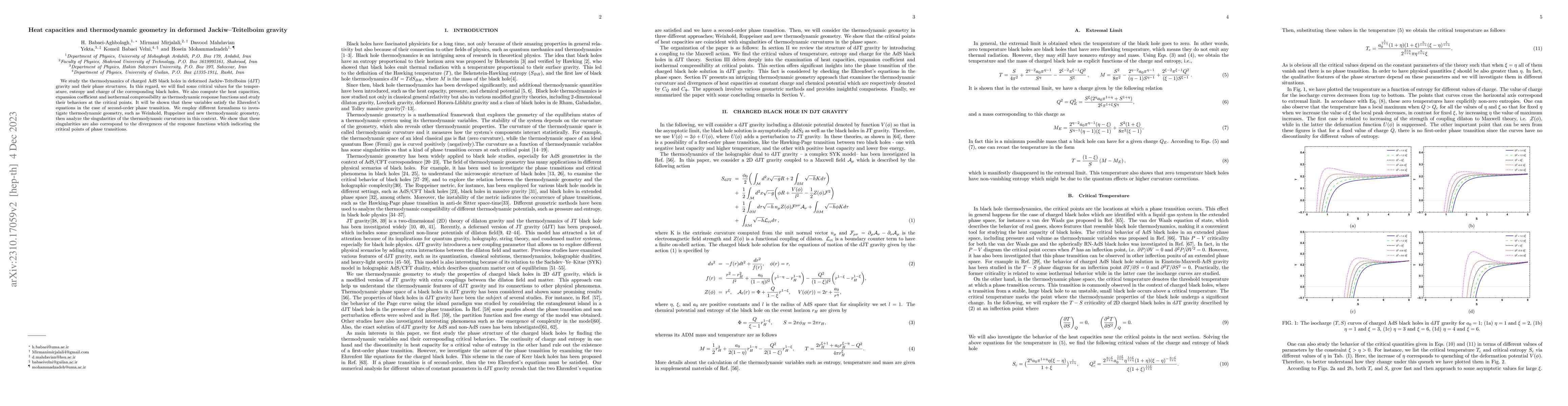 Thumbnail for Heat capacities and thermodynamic geometry in deformed Jackiw-Teitelboim
  gravity