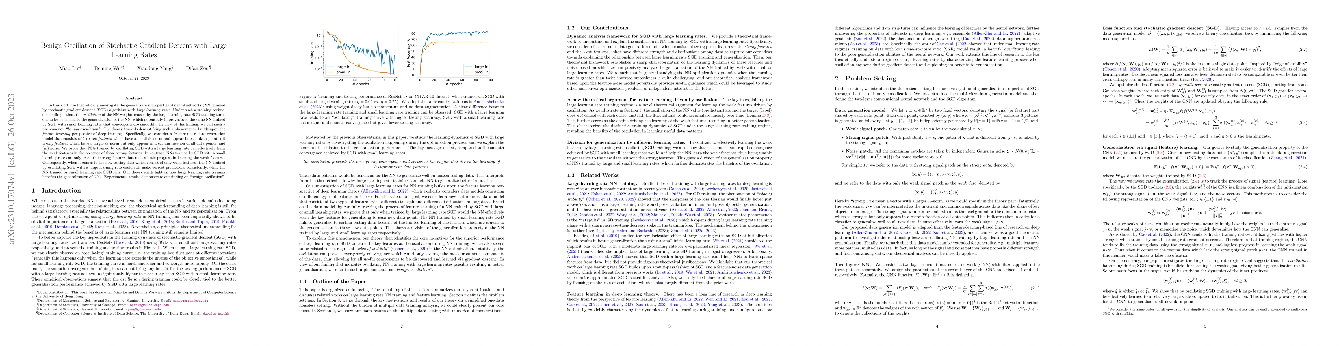 Thumbnail for Benign Oscillation of Stochastic Gradient Descent with Large Learning
  Rates