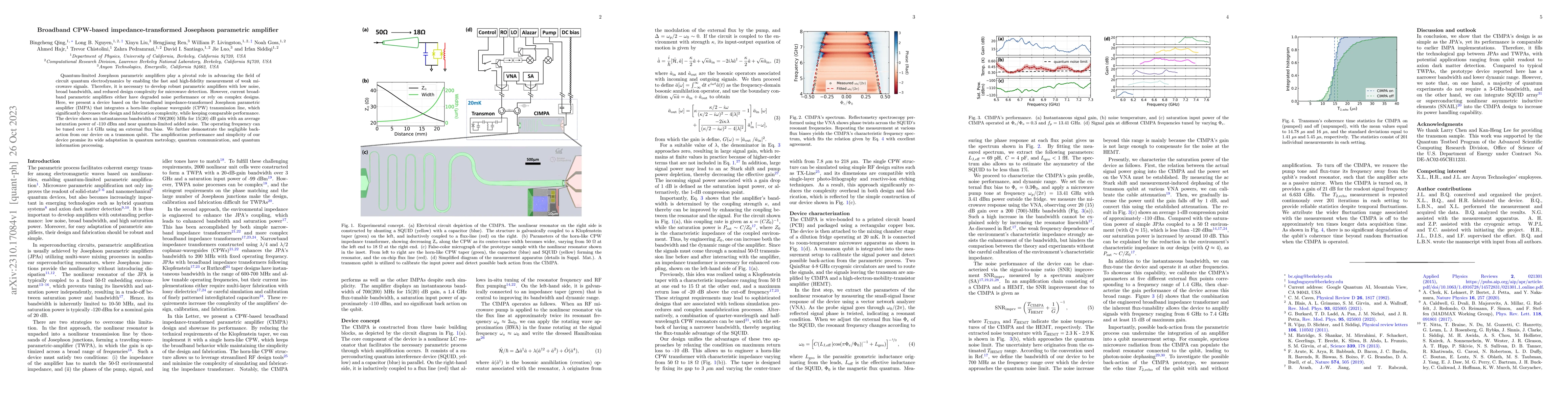 Thumbnail for Broadband CPW-based impedance-transformed Josephson parametric amplifier