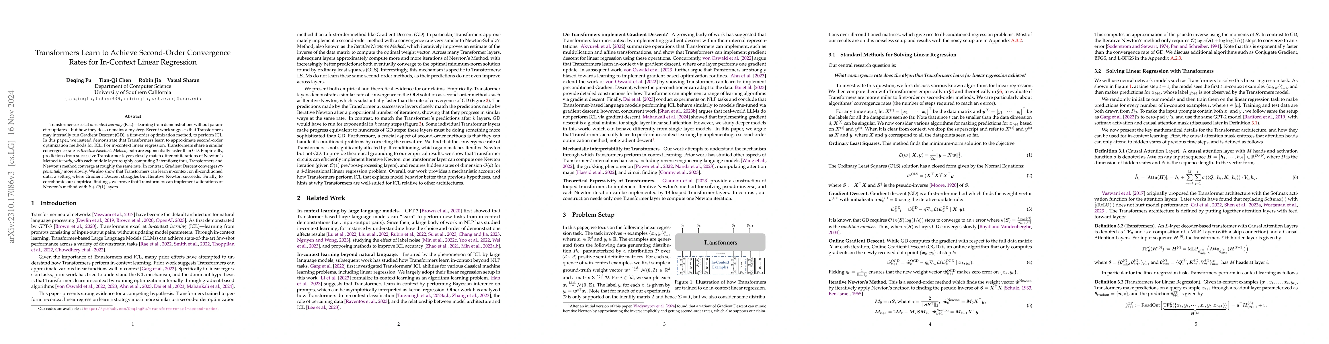 Thumbnail for Transformers Learn Higher-Order Optimization Methods for In-Context
  Learning: A Study with Linear Models