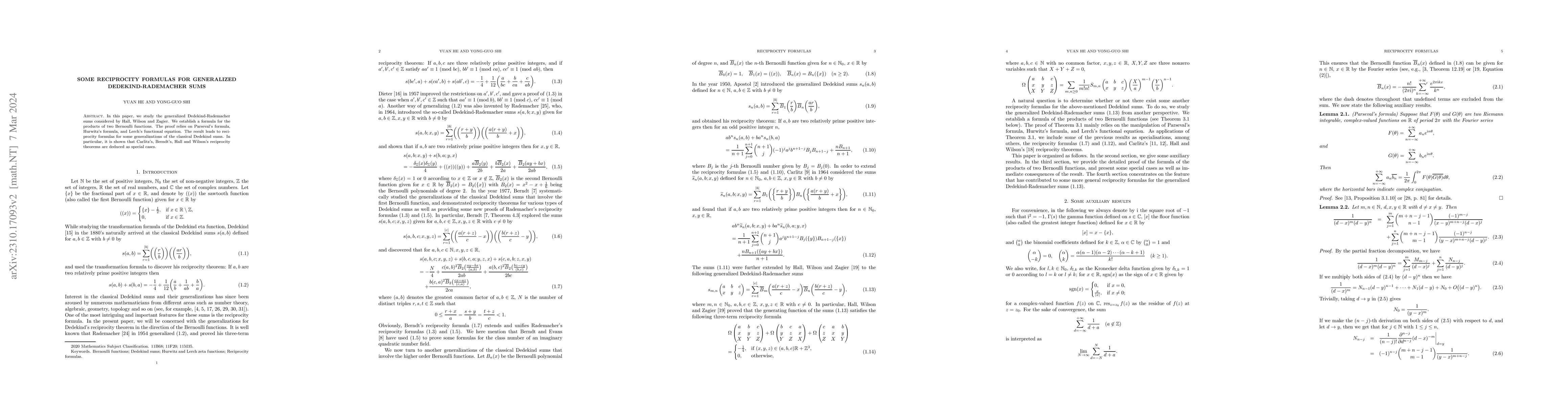 Thumbnail for Some reciprocity formulas for generalized Dedekind-Rademacher sums