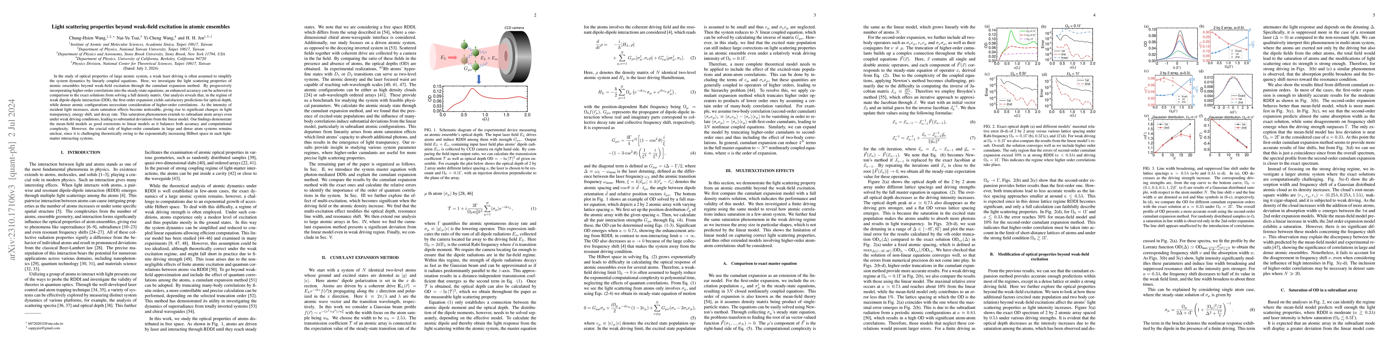 Thumbnail for Light scattering properties beyond weak-field excitation in atomic
  ensembles