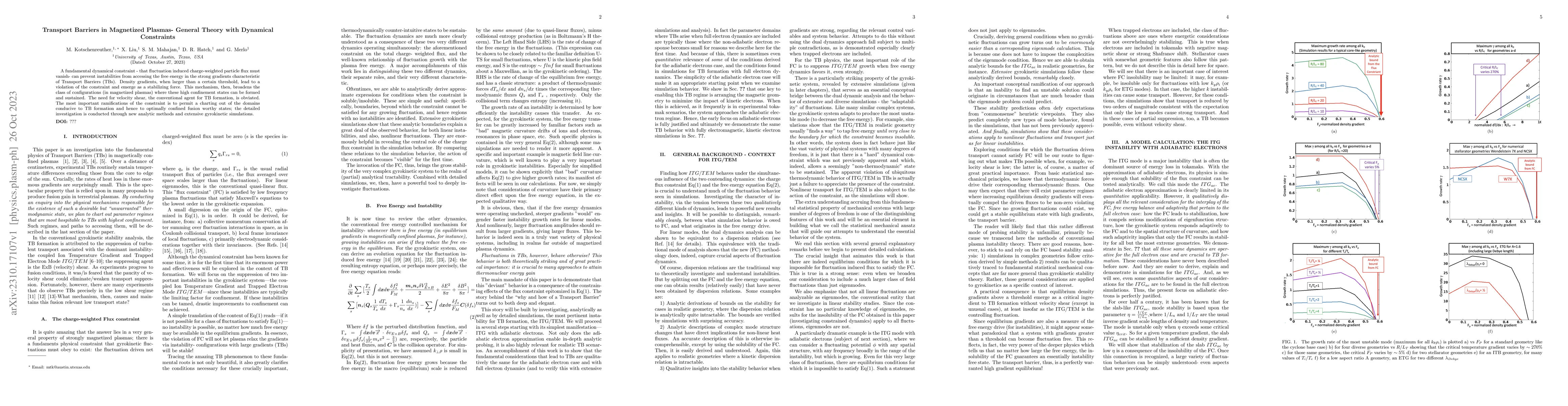 Thumbnail for Transport Barriers in Magnetized Plasmas -- General Theory with
  Dynamical Constraints