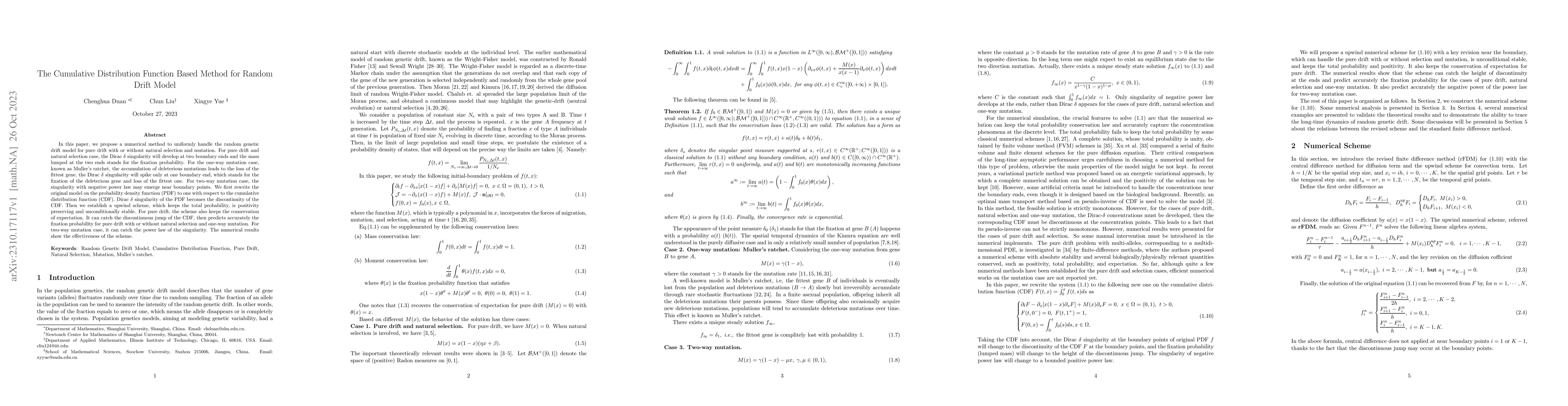 Thumbnail for The Cumulative Distribution Function Based Method for Random Drift Model