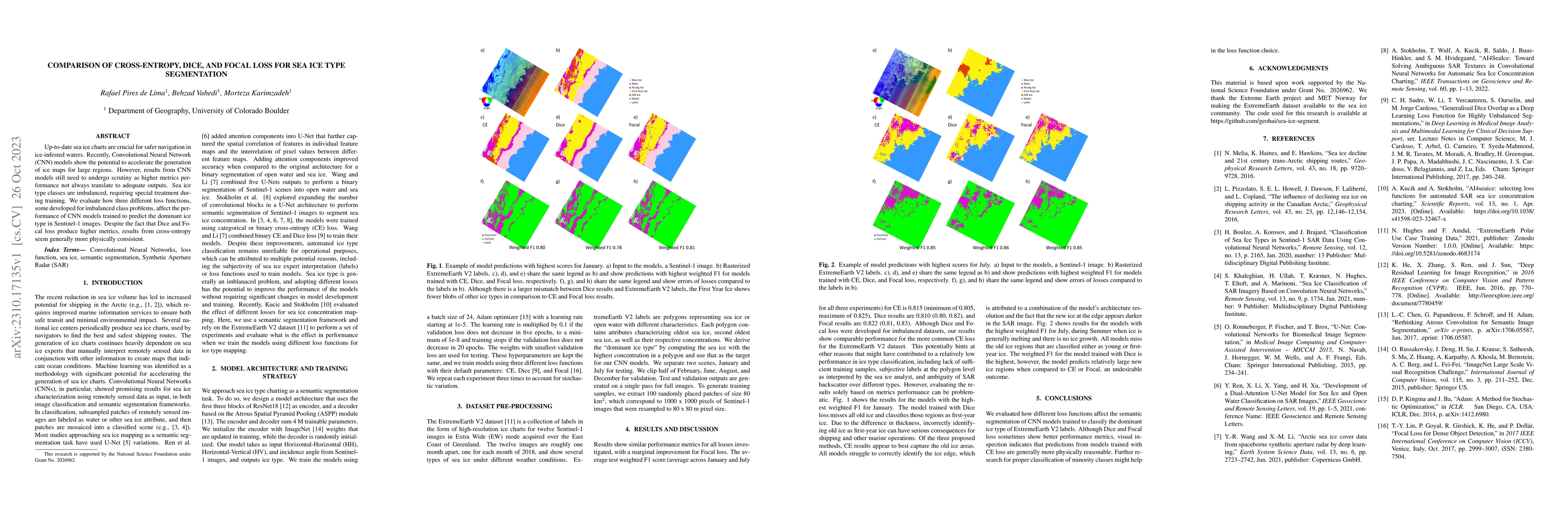 Thumbnail for Comparison of Cross-Entropy, Dice, and Focal Loss for Sea Ice Type
  Segmentation