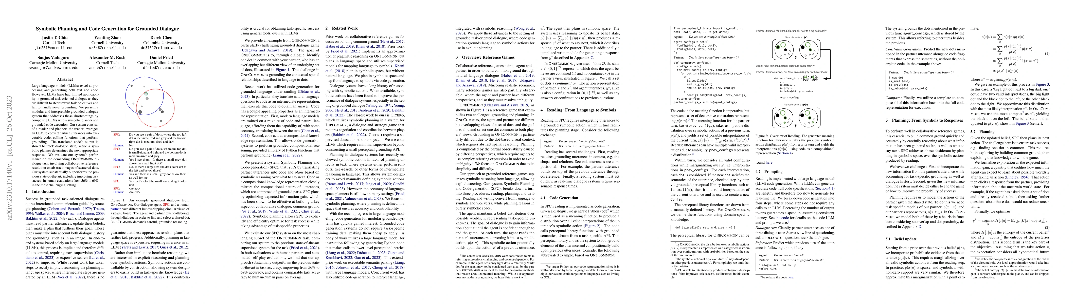 Thumbnail for Symbolic Planning and Code Generation for Grounded Dialogue