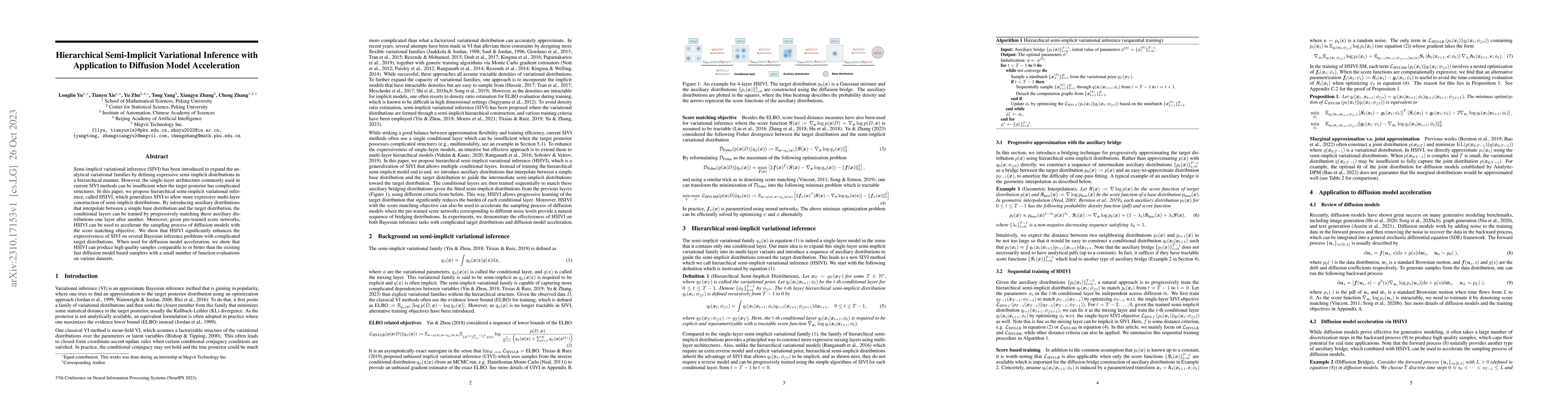 Thumbnail for Hierarchical Semi-Implicit Variational Inference with Application to
  Diffusion Model Acceleration