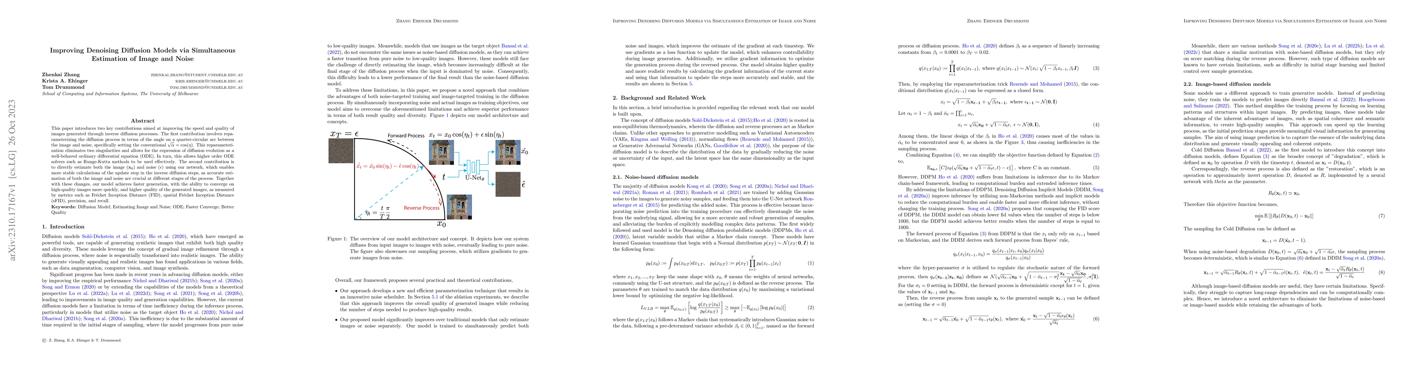 Thumbnail for Improving Denoising Diffusion Models via Simultaneous Estimation of
  Image and Noise